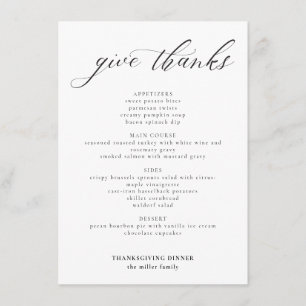 Moderne kalligrafie geeft Thanksgiving Bedankt Menu