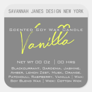 Moderne kalligrafie Gele kaarsetiketten Vierkante Sticker