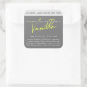 Moderne kalligrafie Gele kaarsetiketten Vierkante Sticker (Tas)