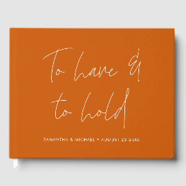 Moderne kalligrafie geloften verbrande oranje trou gastenboek