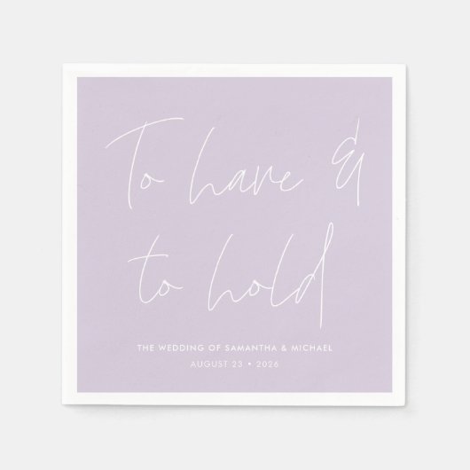 Moderne kalligrafie gelooft Lavendel Paarse bruilo Servet (Voorkant)
