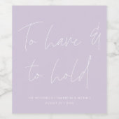 Moderne kalligrafie gelooft Lavendel Paarse bruilo Wijn Etiket (Enkel label)