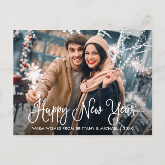 Moderne kalligrafie Gelukkig Briefkaart nieuwjaar  (Voorkant)