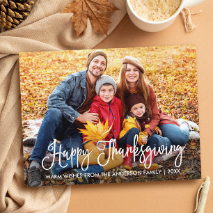 Moderne kalligrafie Gelukkig Thanksgiving familie  Briefkaart