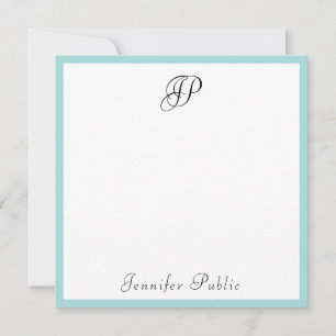 Moderne kalligrafie gemonogrammeerde minimalistisc notitiekaartje