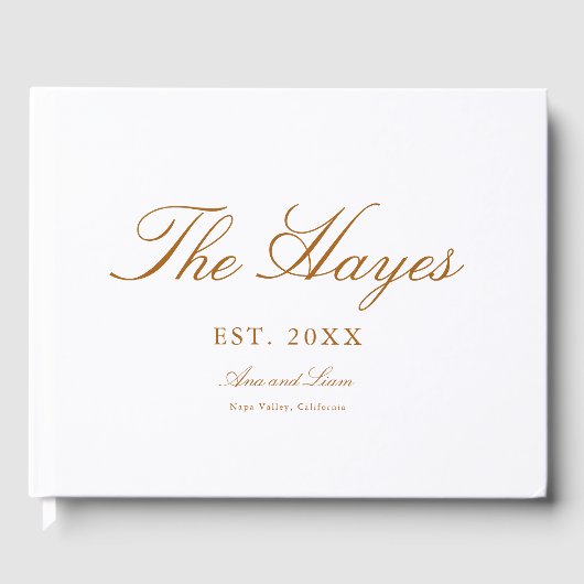 Moderne kalligrafie gepersonaliseerde bruiloft gastenboek (Voorkant)