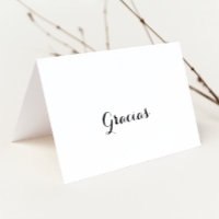 Moderne kalligrafie gevouwen bruiloft Gracias Kaar