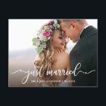 Moderne kalligrafie gewoon huwelijksfoto briefkaart<br><div class="desc">Moderne kalligrafie foto gewoon gehuwd koninklijk Briefkaart</div>