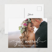 Moderne kalligrafie gewoon huwelijksfoto briefkaart (Voorkant / Achterkant)