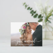 Moderne kalligrafie gewoon huwelijksfoto briefkaart (Staand voorkant)