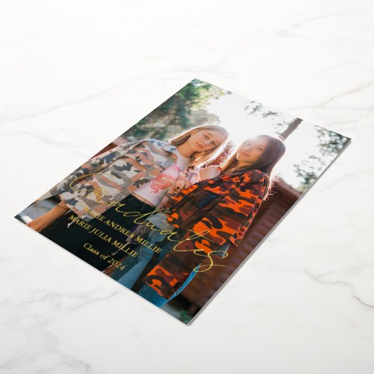 Moderne kalligrafie gewricht Afstuderen foto Afstu Folie Uitnodiging (Gedraaid)