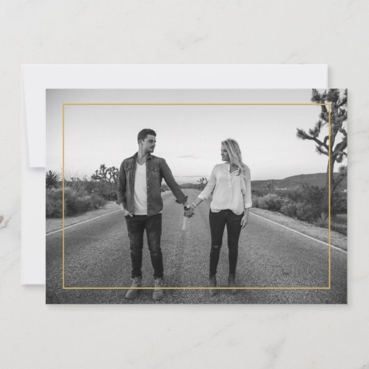 Moderne kalligrafie Gold Border Save The Date (Achterkant)