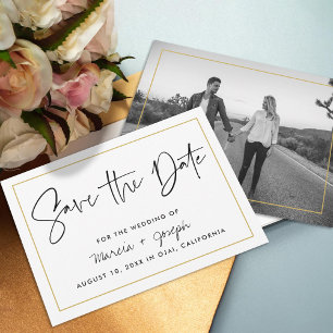 Moderne kalligrafie Gold Border Save The Date
