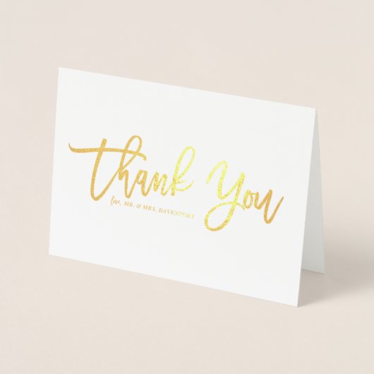 Moderne kalligrafie Gold Foil Dank u Folie Kaarten (Voorkant)