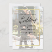 Moderne kalligrafie Gold Lijst Photo Wedding Kaart (Voorkant)