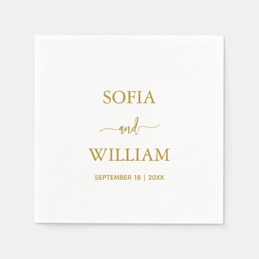 Moderne kalligrafie Gold Script Monogram bruiloft Servet (Voorkant)