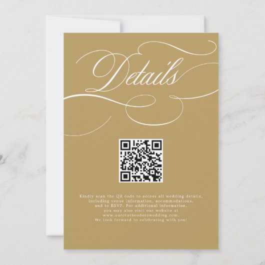 Moderne kalligrafie goud wit QR code bruiloft Kaart (Achterkant)