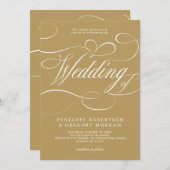 Moderne kalligrafie goud wit QR code bruiloft Kaart (Voorkant / Achterkant)