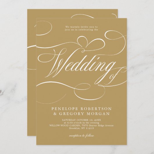 Moderne kalligrafie goud wit QR code bruiloft Kaart (Voorkant / Achterkant)