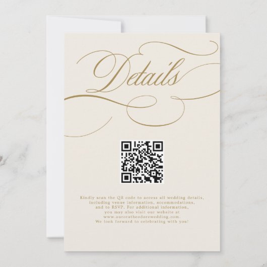 Moderne kalligrafie goud wit QR code bruiloft Kaart (Achterkant)