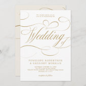 Moderne kalligrafie goud wit QR code bruiloft Kaart (Voorkant / Achterkant)