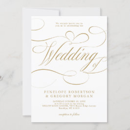 Moderne kalligrafie goud wit QR code bruiloft Kaart