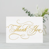 Moderne kalligrafie gouden bruiloft Dank u kaart (Staand Voorkant)