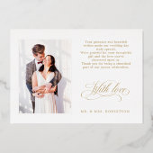 Moderne kalligrafie gouden bruiloft Dank u kaart (Achterkant)