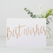 Moderne kalligrafie gouden roos "Beste wensen" Kaart (Staand voorkant)