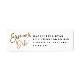 Moderne kalligrafie gouden save the date aankondig etiket