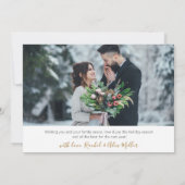 Moderne kalligrafie gouden script 2 foto kerst feestdagenkaart (Achterkant)