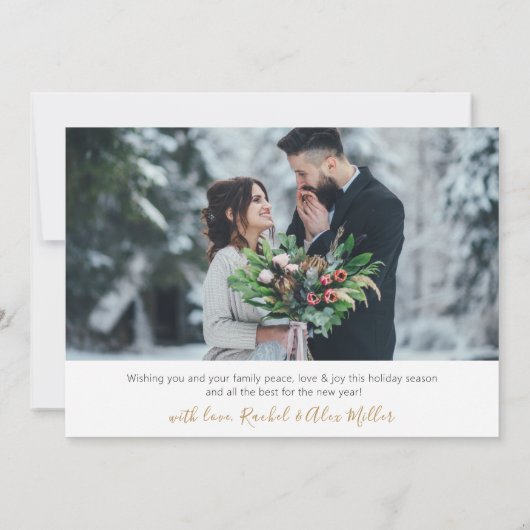 Moderne kalligrafie gouden script 2 foto kerst feestdagenkaart (Achterkant)