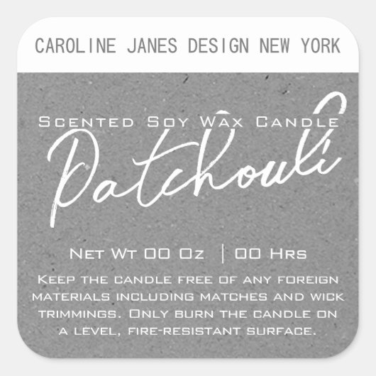 Moderne kalligrafie Gray Kraft Paper Candle Labels (Voorkant)