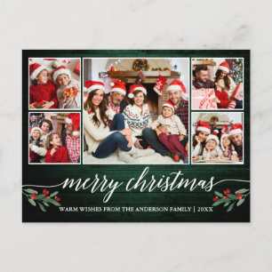 Moderne kalligrafie Groen hout 5 FotoKerstmis Briefkaart