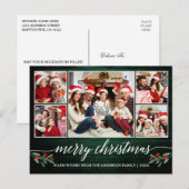 Moderne kalligrafie Groen hout 5 FotoKerstmis Briefkaart (Voorkant / Achterkant)