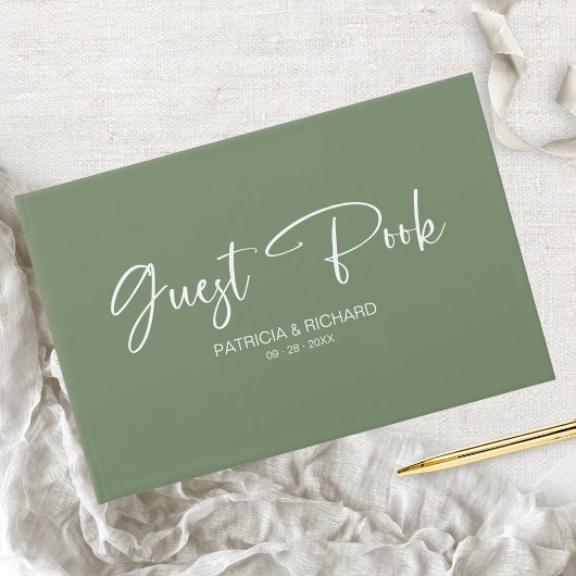 Moderne kalligrafie Groene bruiloft Gastenboek