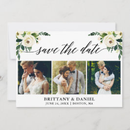 Moderne kalligrafie Groene Floral 3 Foto Save The Date