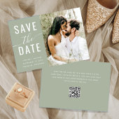 Moderne kalligrafie Groene foto QR-code Save The Date