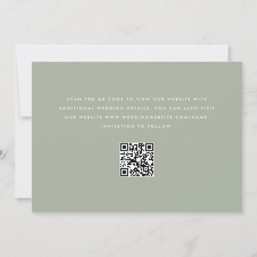 Moderne kalligrafie Groene foto QR-code Save The Date (Achterkant)