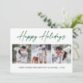 Moderne kalligrafie groene inkt 3 Fotokoppeling Feestdagenkaart (Staand voorkant)