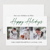 Moderne kalligrafie groene inkt 3 Fotokoppeling Feestdagenkaart (Voorkant / Achterkant)