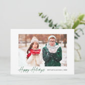 Moderne kalligrafie groene inkt Script Couple Phot Feestdagenkaart (Staand voorkant)