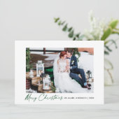 Moderne kalligrafie Groene inkt Script Weduwfoto Feestdagenkaart (Staand voorkant)