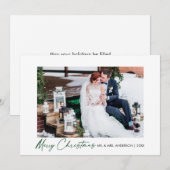 Moderne kalligrafie Groene inkt Script Weduwfoto Feestdagenkaart (Voorkant / Achterkant)