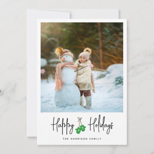 Moderne kalligrafie groene Mittens fotoflat Feestdagenkaart (Voorkant)