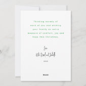 Moderne kalligrafie groene Mittens fotoflat Feestdagenkaart (Achterkant)