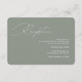 Moderne kalligrafie Groene Salie Bruiloft Receptie Informatiekaartje
