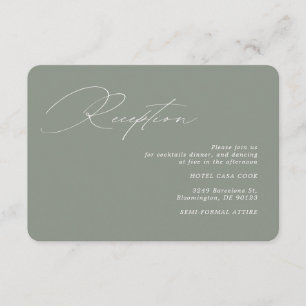 Moderne kalligrafie Groene Salie Bruiloft Receptie Informatiekaartje