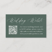 Moderne kalligrafie groene trouwwebsite QR-code Informatiekaartje (Voorkant)