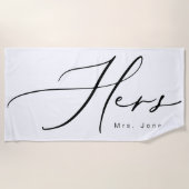 Moderne kalligrafie Haar huwelijksreis Strandlaken (Voorkant)